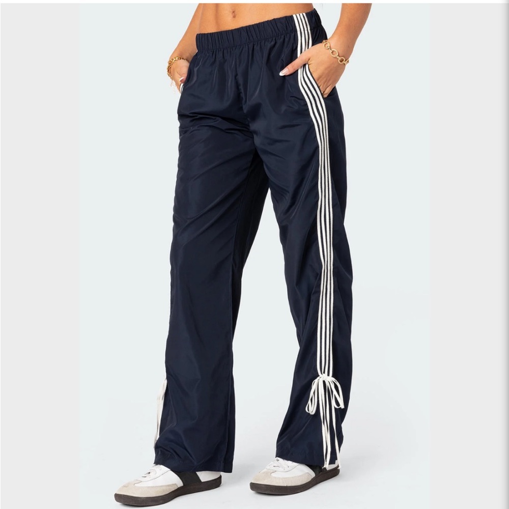 Blue Edikted track pants with ties